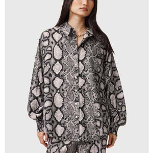 AllSaints Charli Snake Print Long Sleeve Shirt